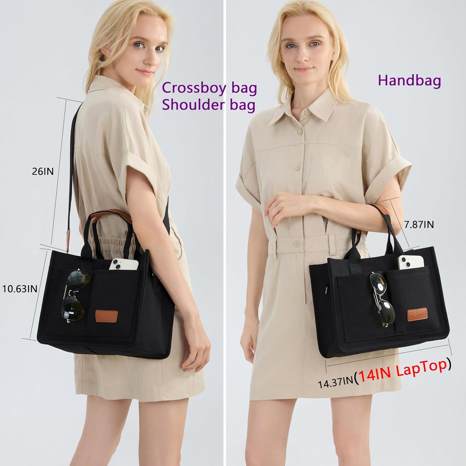 Thumbnail 1 de ZHMO Canvas Tote Bag Large laptop tote