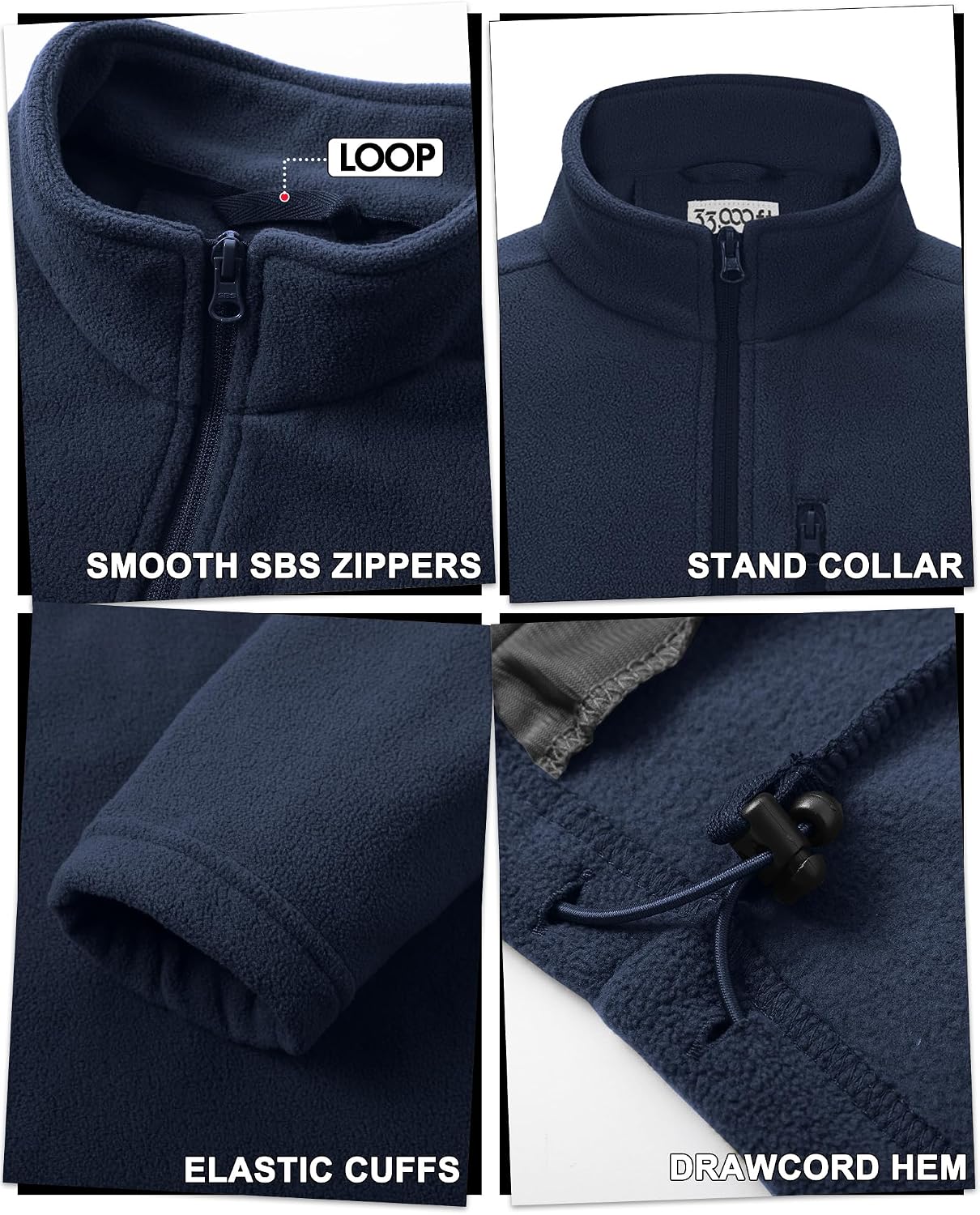 Thumbnail 4 de 33 000ft Herren Fleecejacke Stehkragen