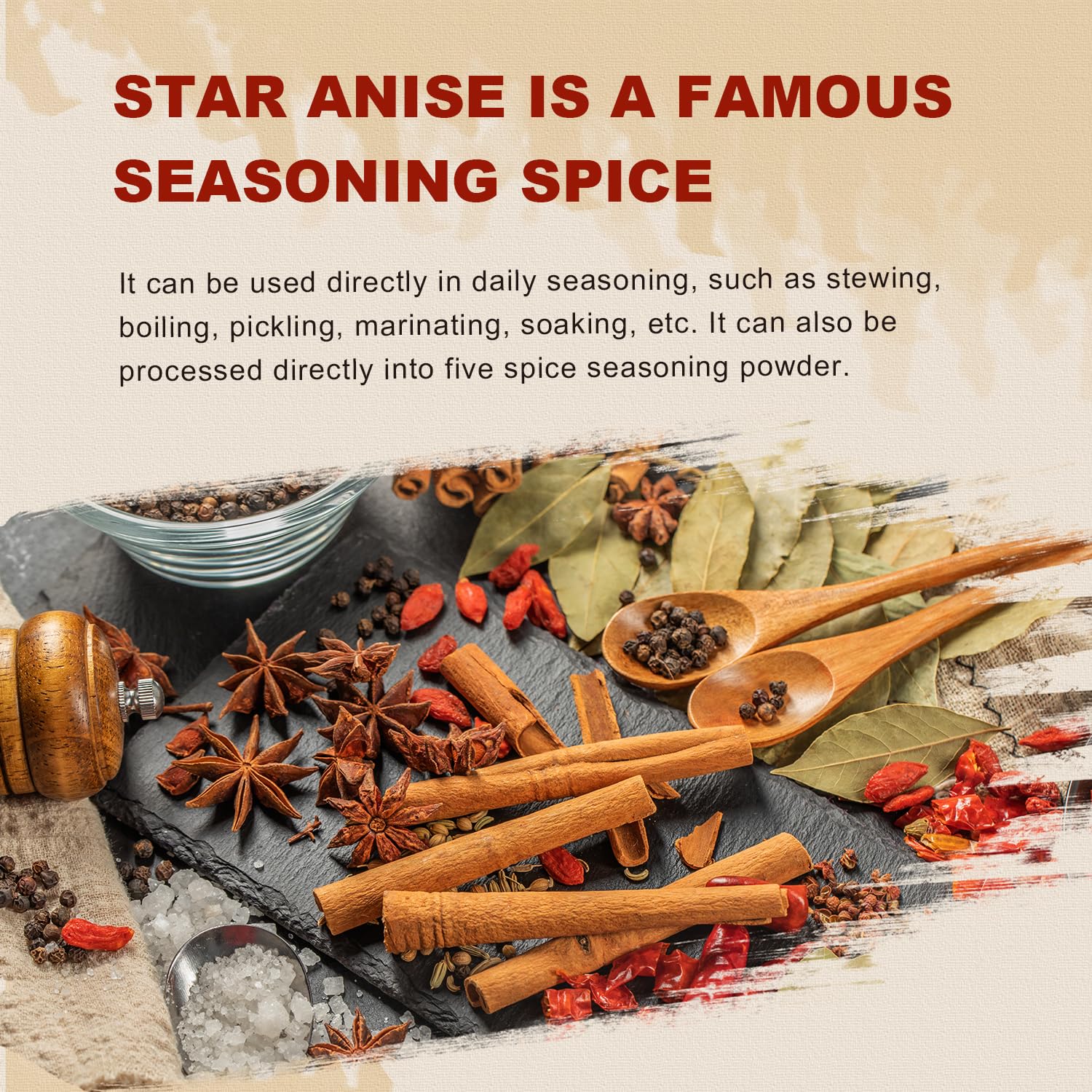 Detalle de 52USA Whole Chinese Star Anise, 4 oz Non-GMO Verified Resealable Pouch