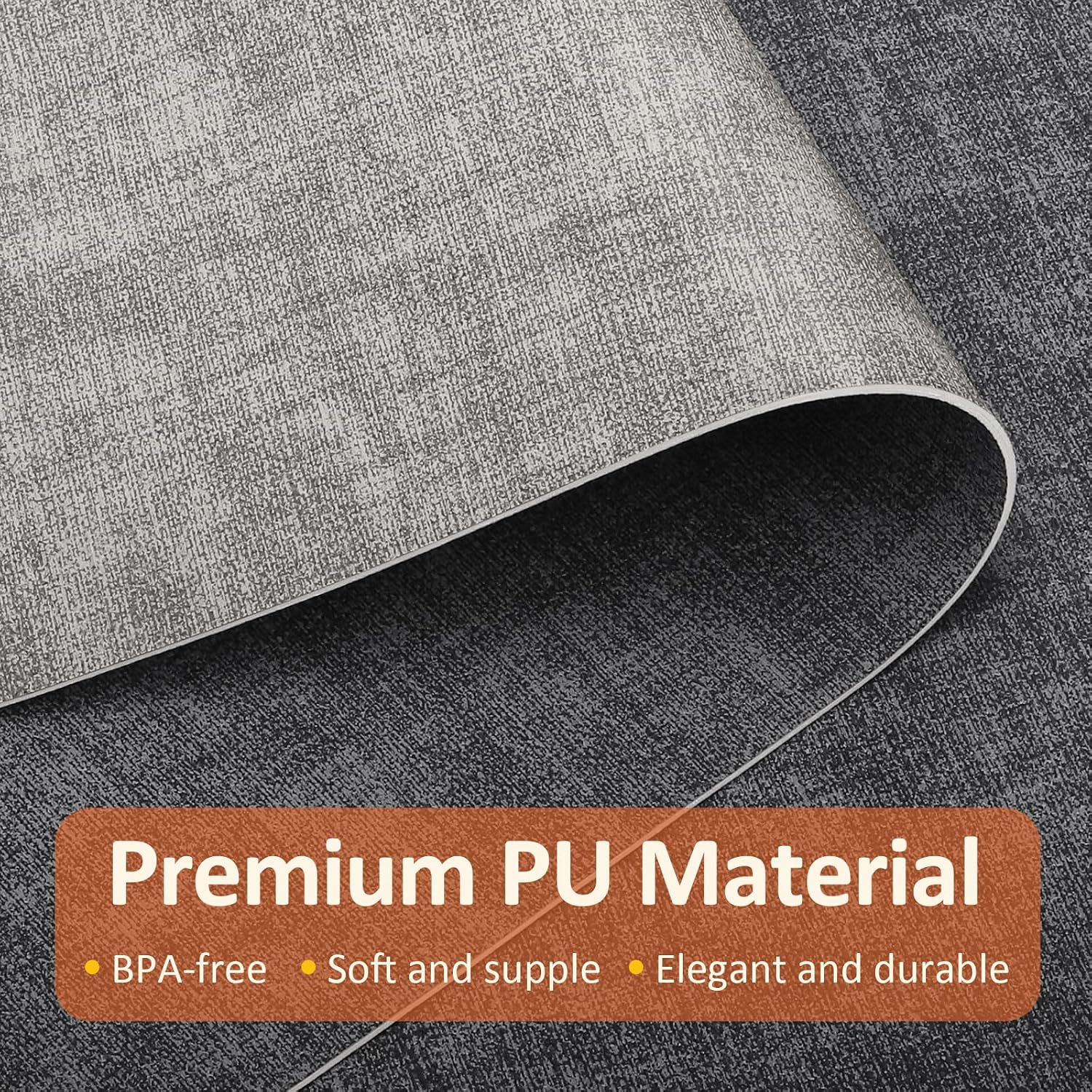 Detalle 2 de Euqvunn Placemats and Coaster Set of 6, Reversible Grey PU, 12 Pieces