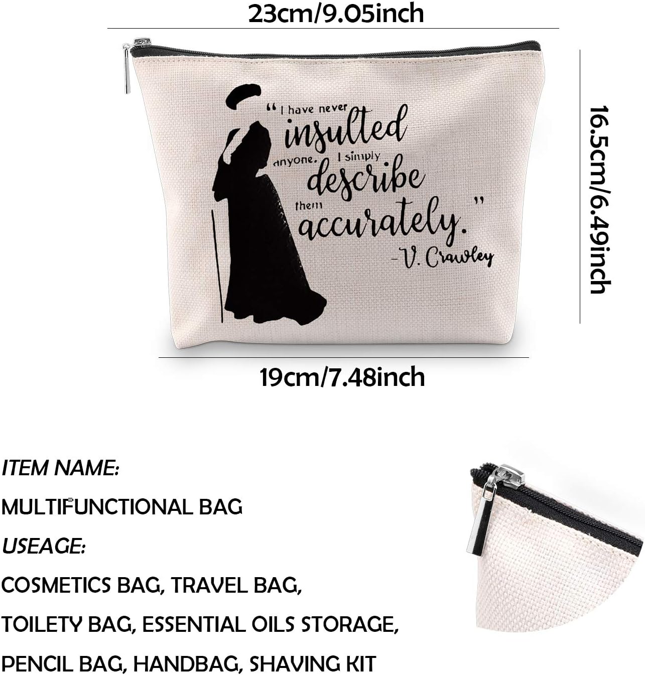 Detalle 2 de V. Crawley Quote Zipper Pouch for Cosmetics