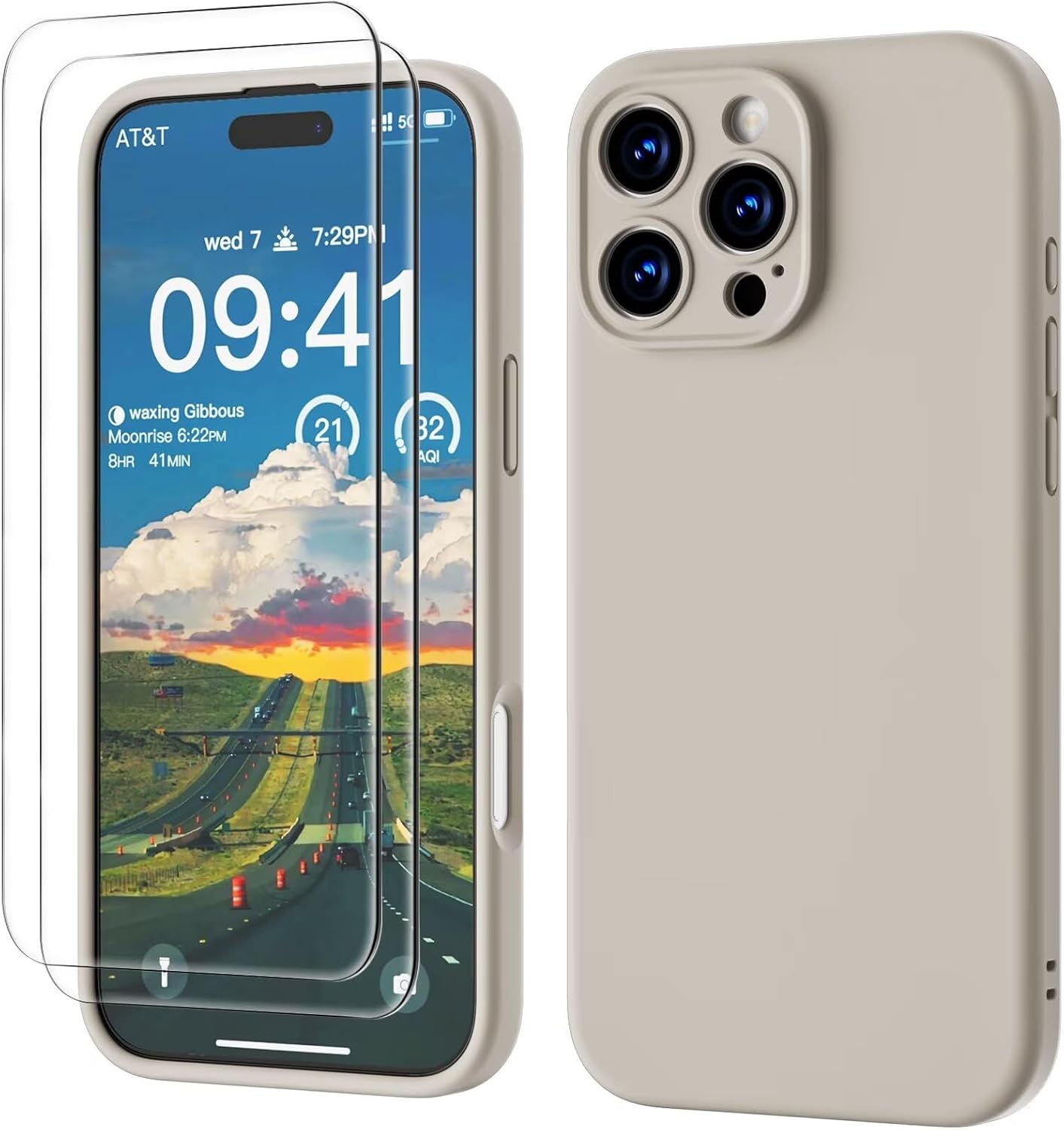 Detalle de GOODVISH Funda iPhone 16 Pro 3 en 1 Gris Marmol