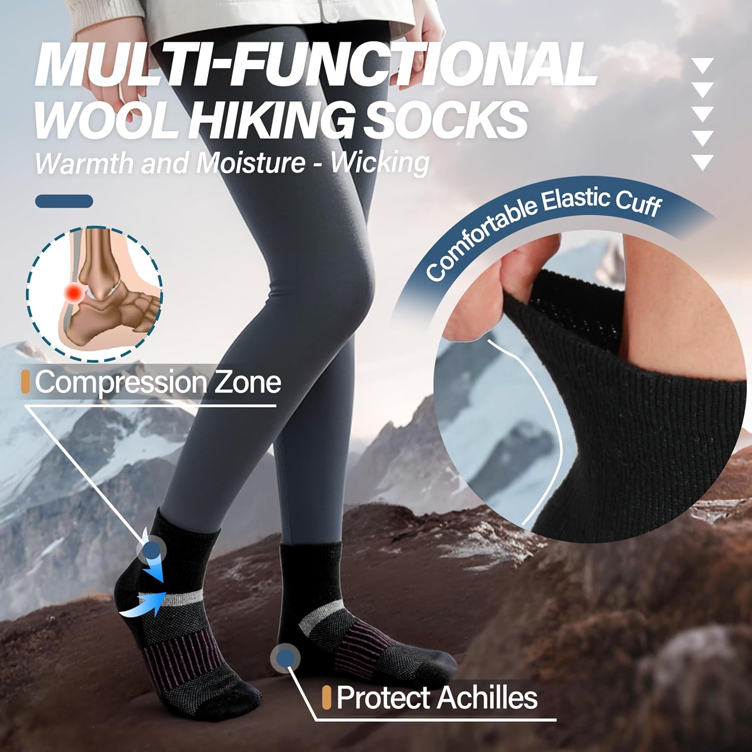 Detalle de MOSEY KOSY Merino wool running socks 6 pairs