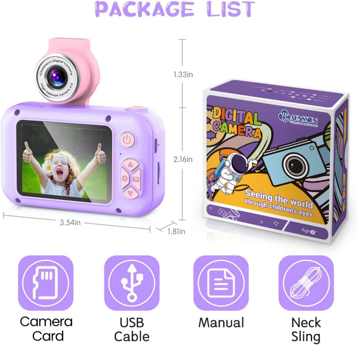 Thumbnail 6 de ARNSSIEN X101 Kids Digital Camera Toy with 180° Flip Lens and 2.4in IPS Screen (32GB TF card included)