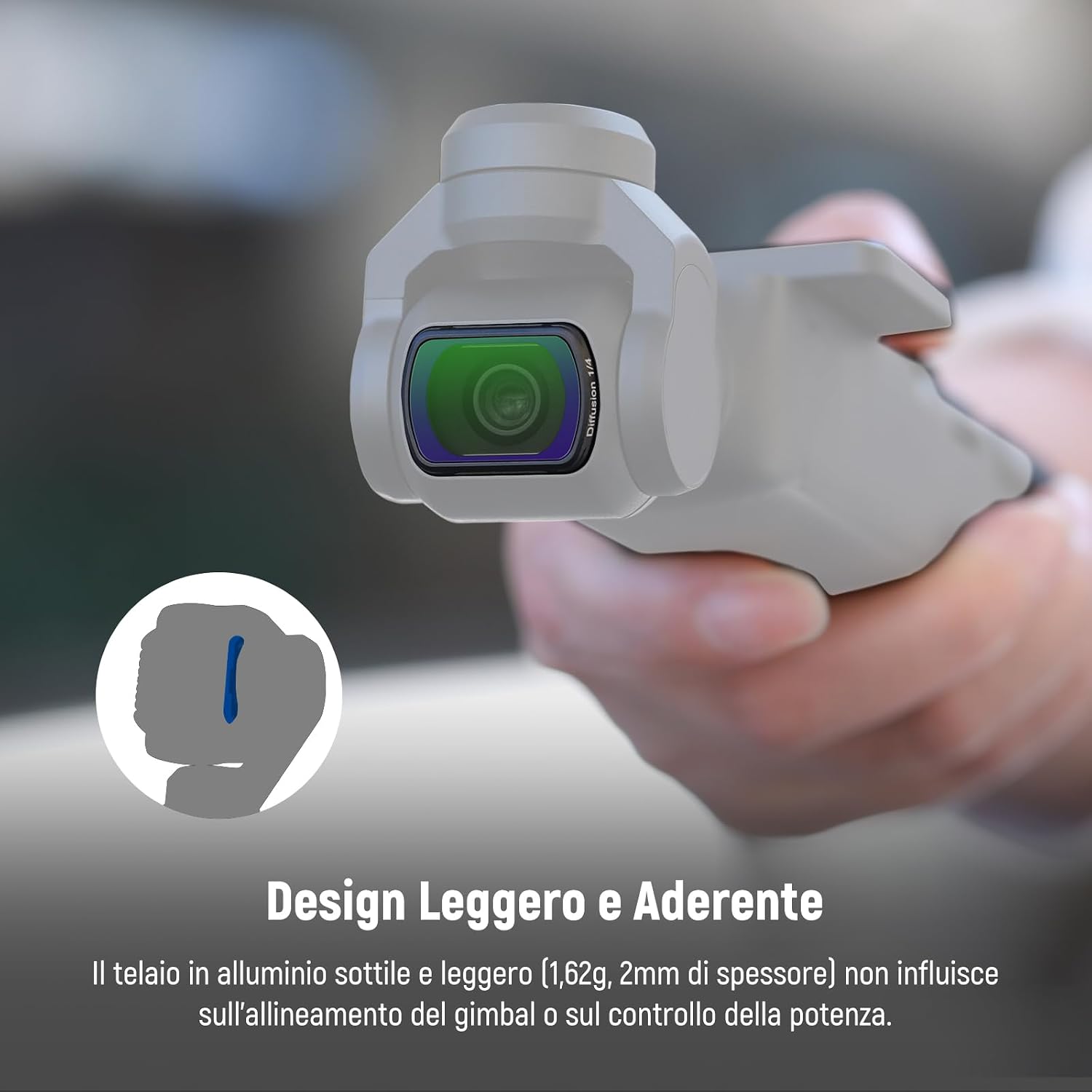 Detalle de NEEWER Filtro Black Diffusion 1/4 magnetico per DJI Osmo Pocket 4 e Pocket 3: effetto soft cinematico e protezione touch