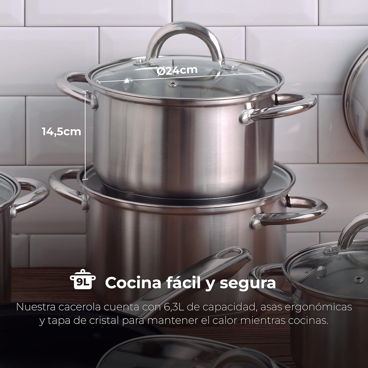 Thumbnail 1 de RENBERG Alexander Cacerola de Acero Inoxidable 6.3L 🍲