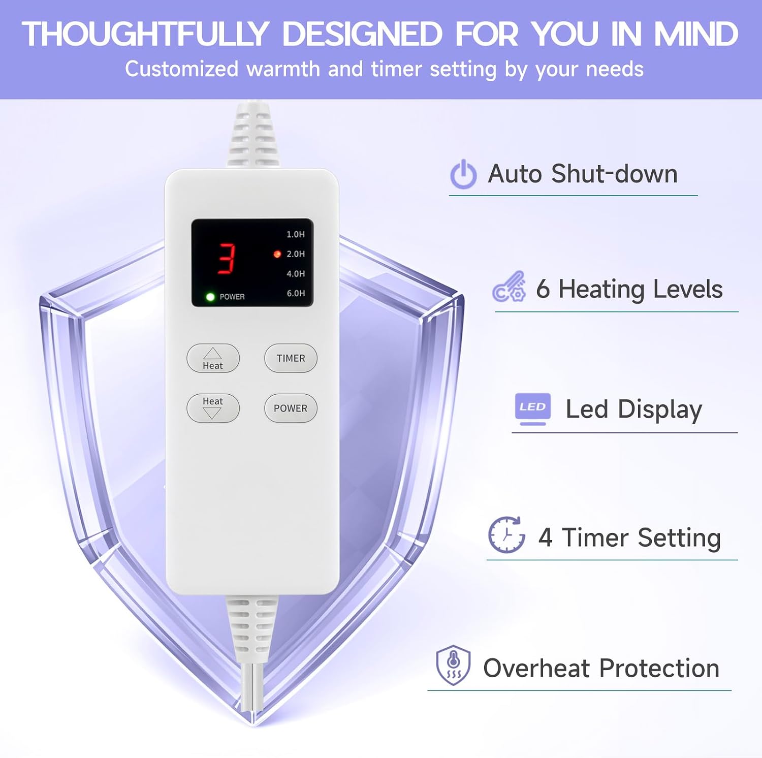 Detalle 2 de Electric Heating Pad for Back, Neck & Shoulders with Dry/Moist Heat