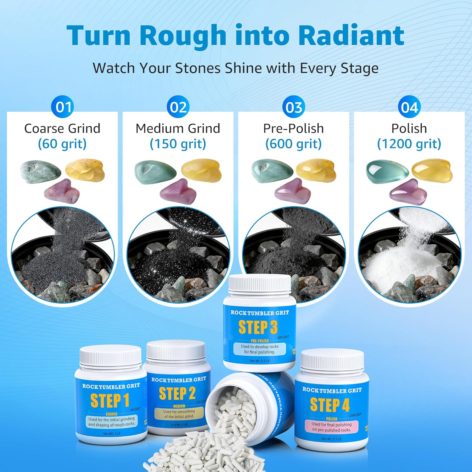 Thumbnail 4 de Rock Tumbler Polishing Grits and Ceramic Media Kit