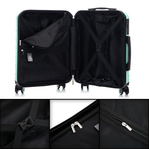 Detalle de RAYKONG Maleta de Cabina 55×40×20 cm (40 L) ABS+Policarbonato – 4 Ruedas 360° y Cierre Numérico – Color Menta