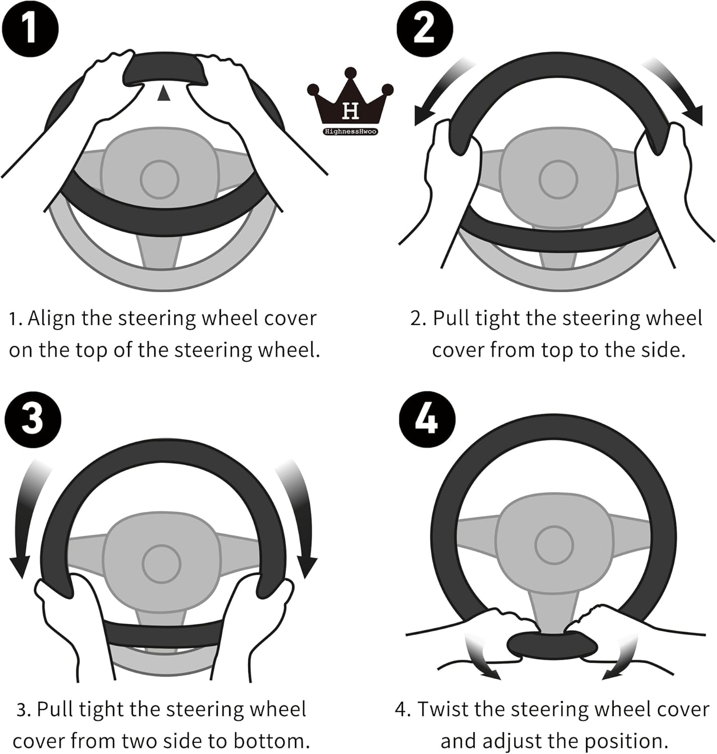 Thumbnail 5 de HighnessHwoo 3D Lenkradabdeckung (Komfortgriff, Anti-Rutsch) – 39–41 cm, Weiß