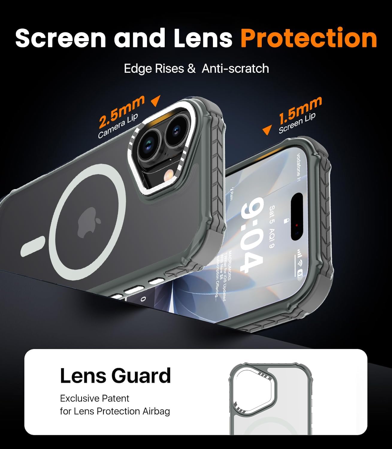 Detalle de DEERLAMN Strong Magnetic Case for iPhone 17 6.3-Inch (Frosted Gray) with Military Grade Drop Protection