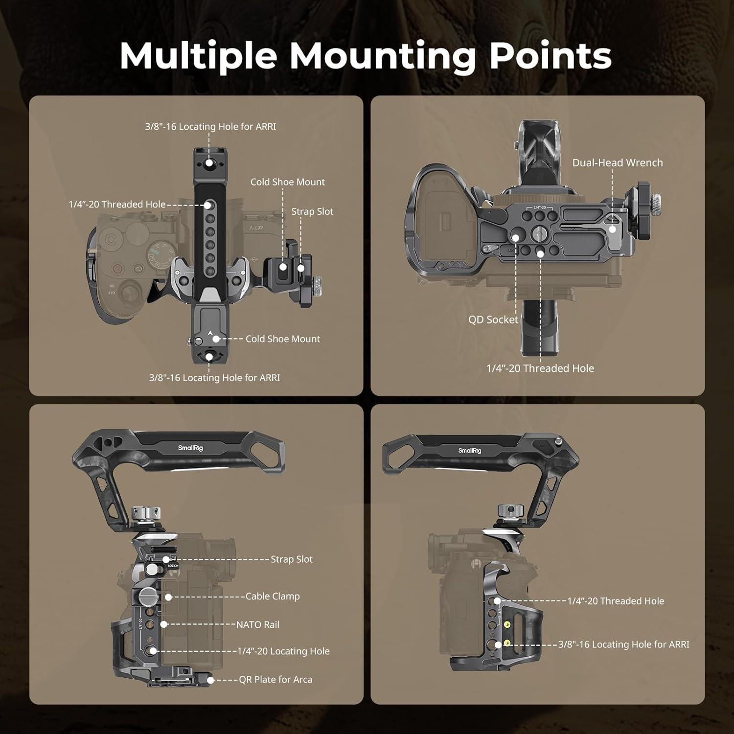 Thumbnail 6 de SMALLRIG Rhinoceros Cage for Sony A7 V / A7R V / A7 IV – Basic Kit with Top Handle