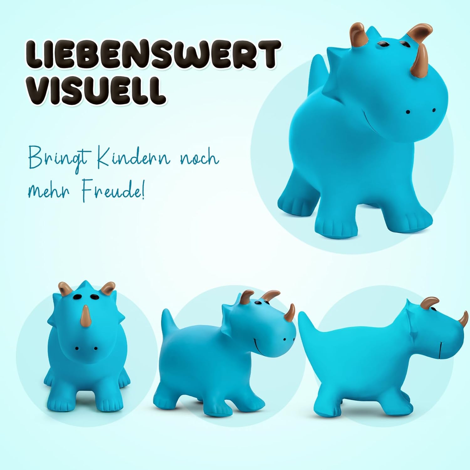 Detalle de U&C Planet Hüpftier Dinosaurier Hopper – robustes PVC-Hüpfspielzeug für Kinder 1–6 Jahre