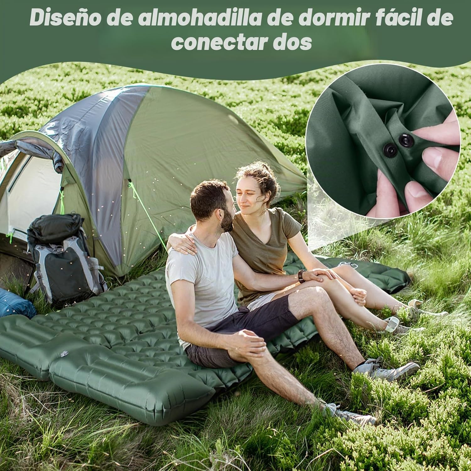 Detalle de JATEKA Esterilla Camping Inflable con Bomba de Pie y Almohada Integrada