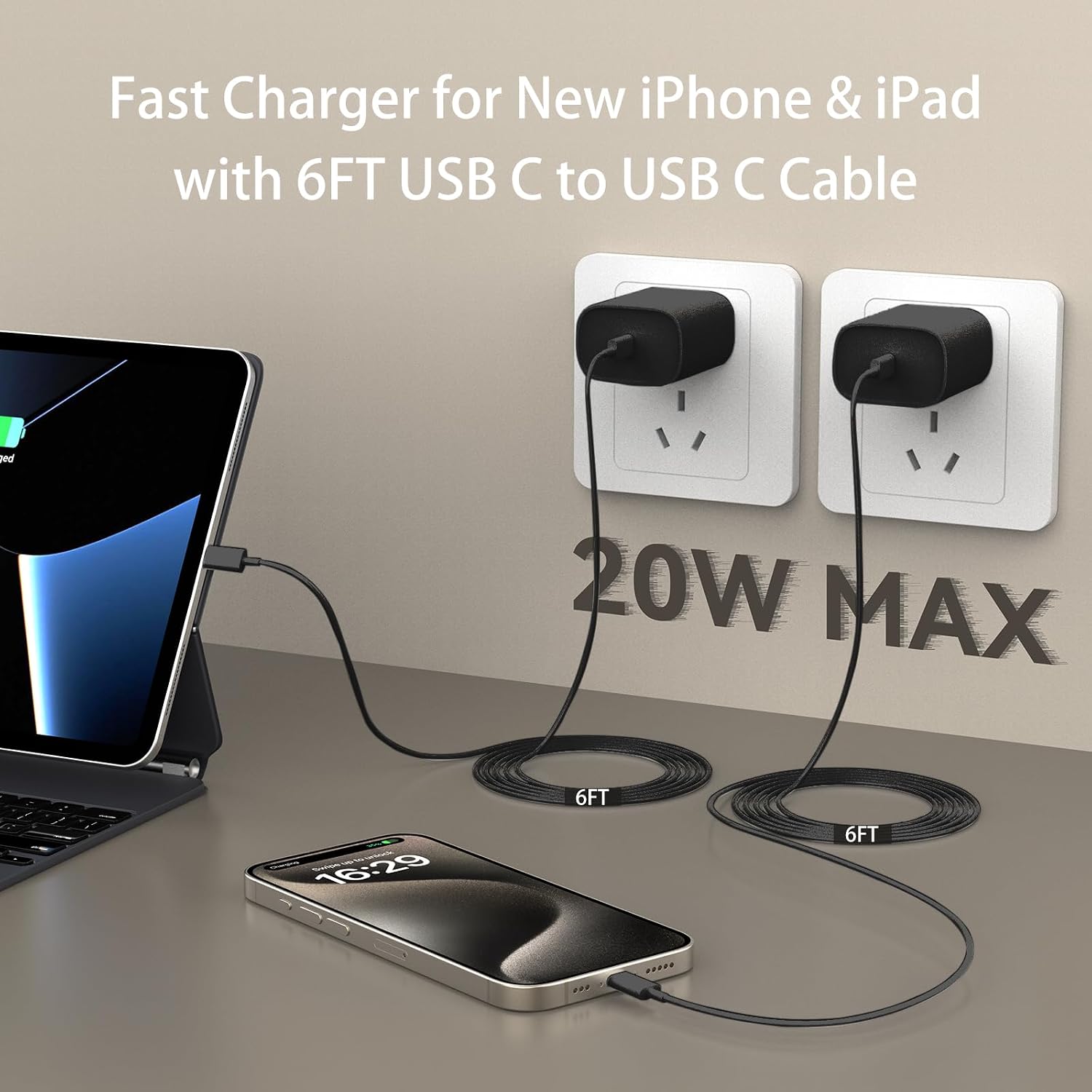 Thumbnail 6 de USB-C Charger and Cable Set 6 ft