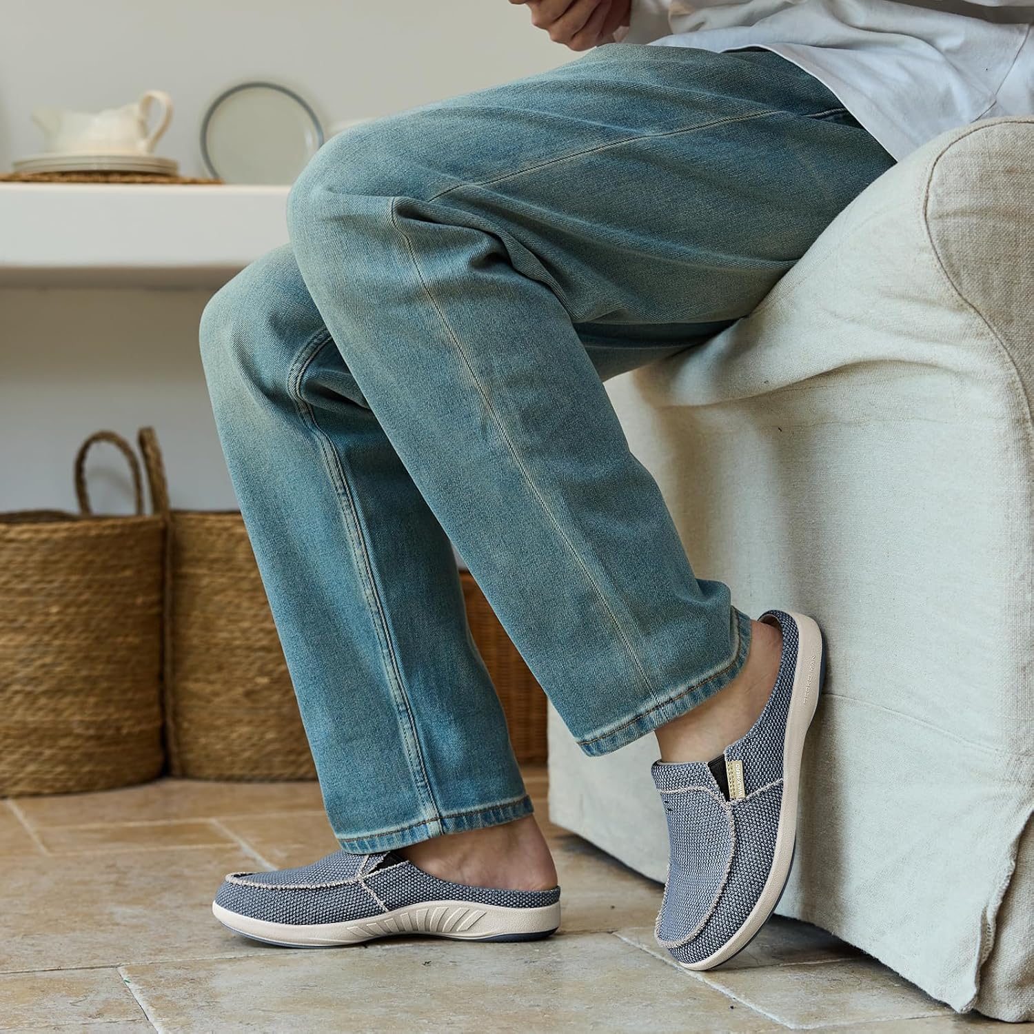 Thumbnail 2 de Men’s Arch Support Canvas Slippers with Velvet Lining & Anti-Skid Rubber Sole