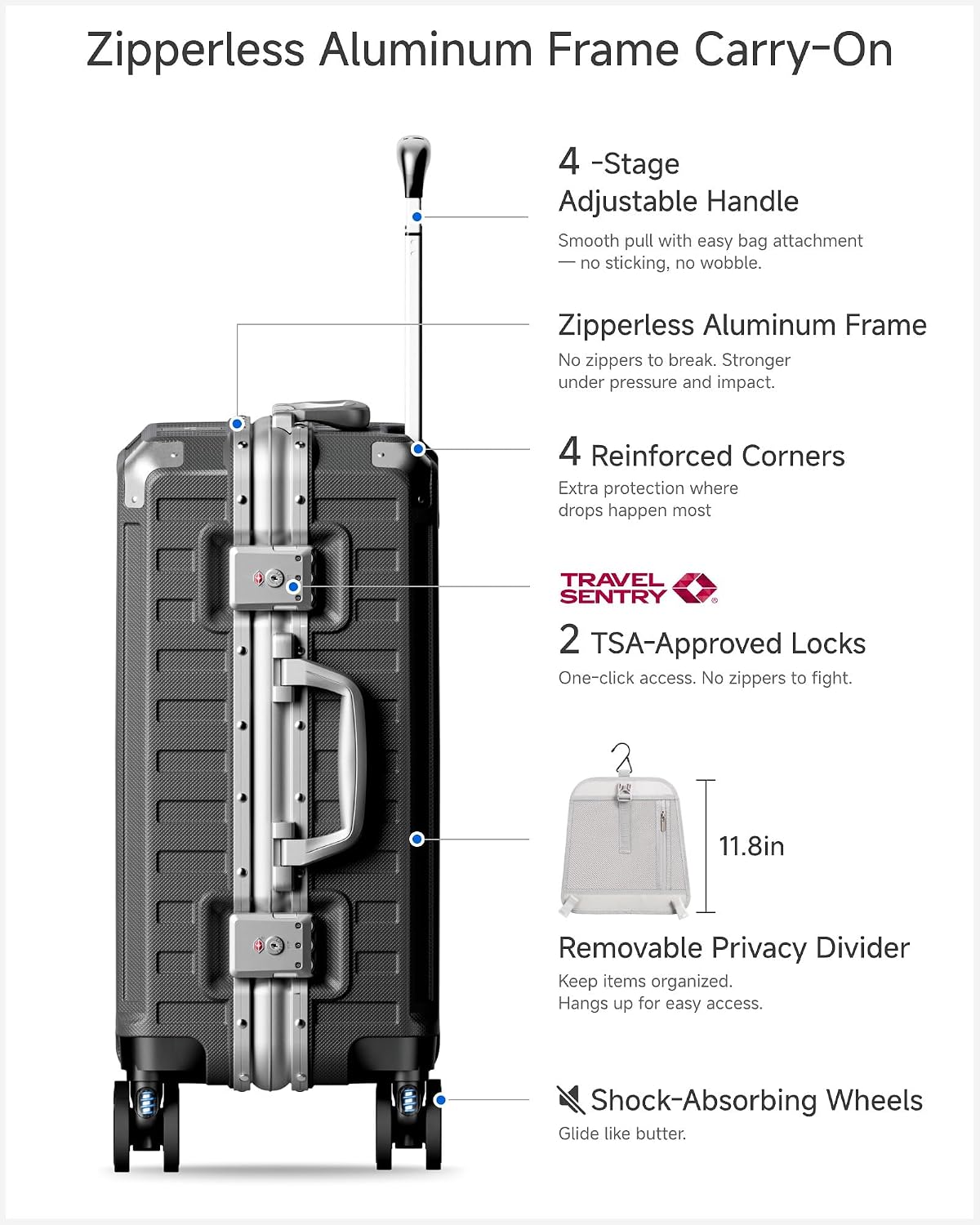 Detalle 2 de LUGGEX Carry-On Suitcase, 100% PC