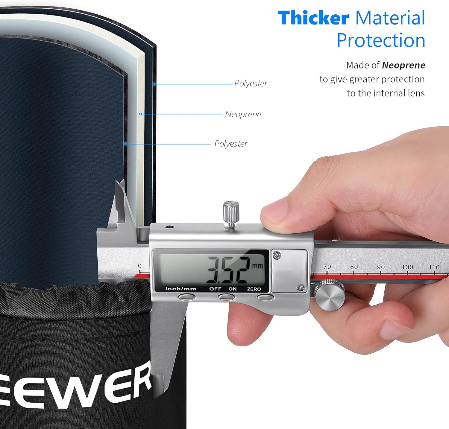 Detalle de Neewer Pack de 4 housses d’objectif en néoprène (petit, moyen, grand, XL) pour reflex et sans miroir