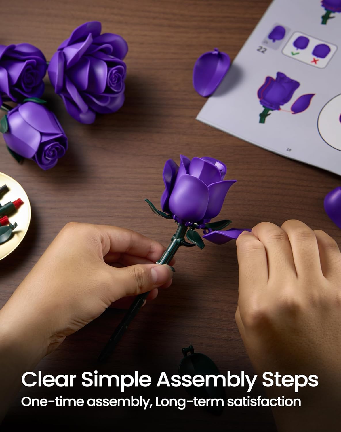 Thumbnail 6 de Millionspring Lila Rosenstrauß-Bauset mit 12 künstlichen Rosen – DIY-Geschenk für Valentinstag & besondere Anlässe