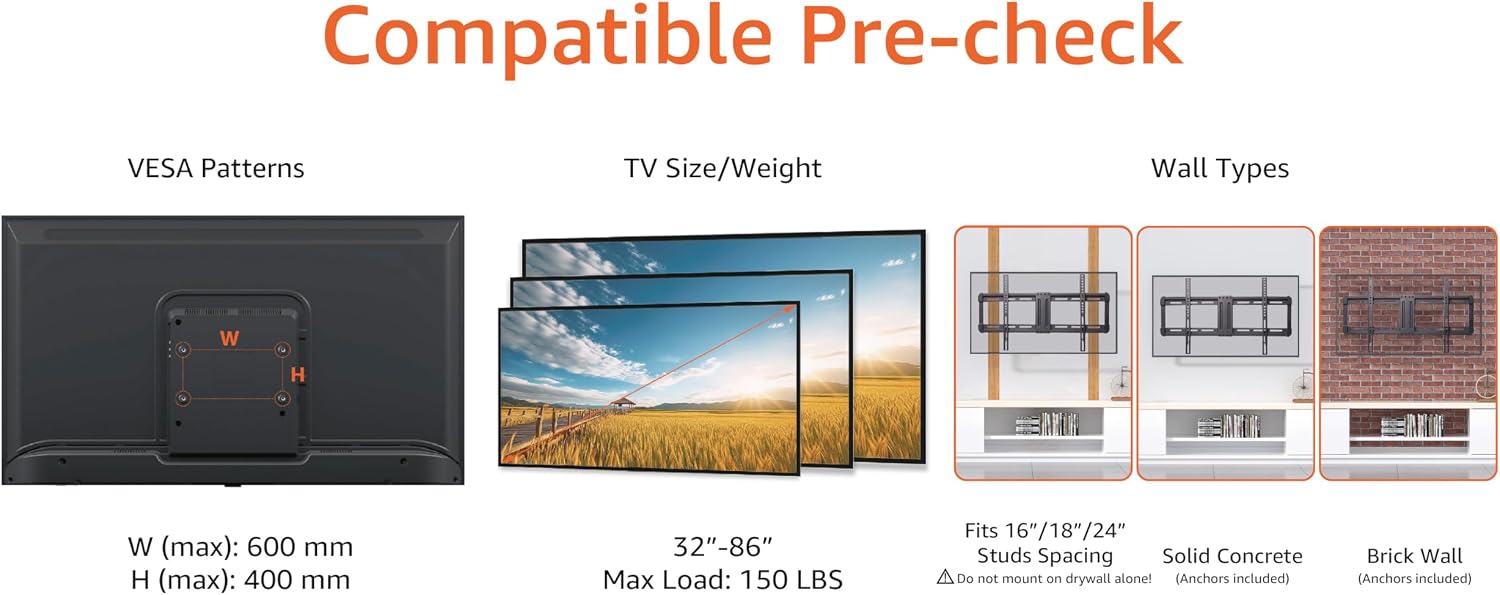 Detalle 2 de Amazonベーシック テレビ壁掛け金具 32~86インチ対応 薄型・可傾式