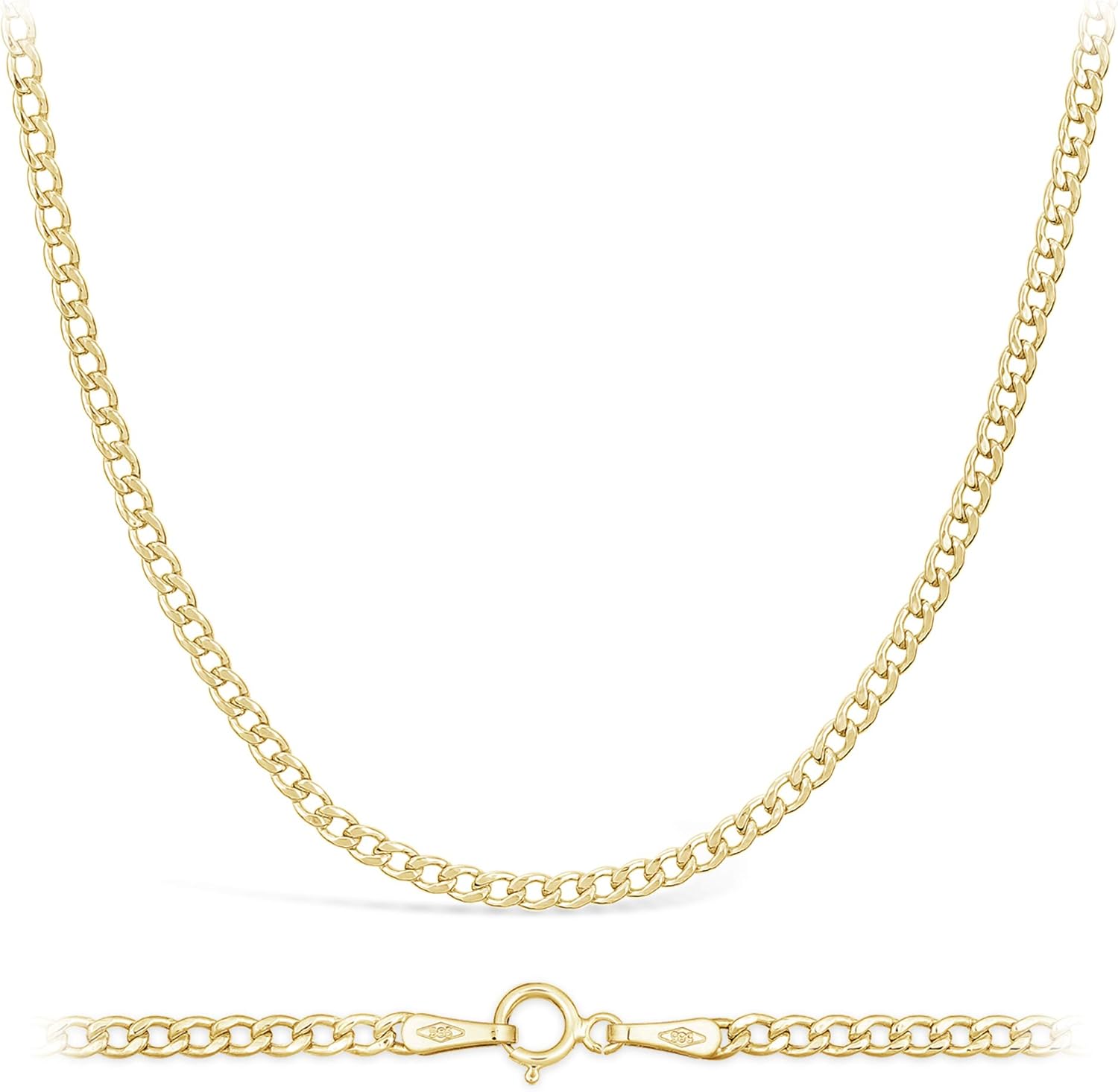 Detalle de 14 Carat / 585 Chaine Gourmette en Or Jaune – Larguer 2,3 mm – Unisexe