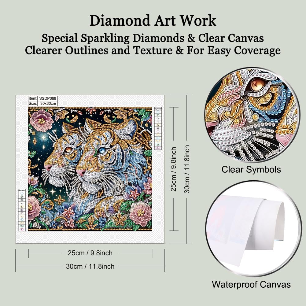 Thumbnail 3 de Hill Froeistung 5D Tiger Diamond Art Kit, 12×12 Inch