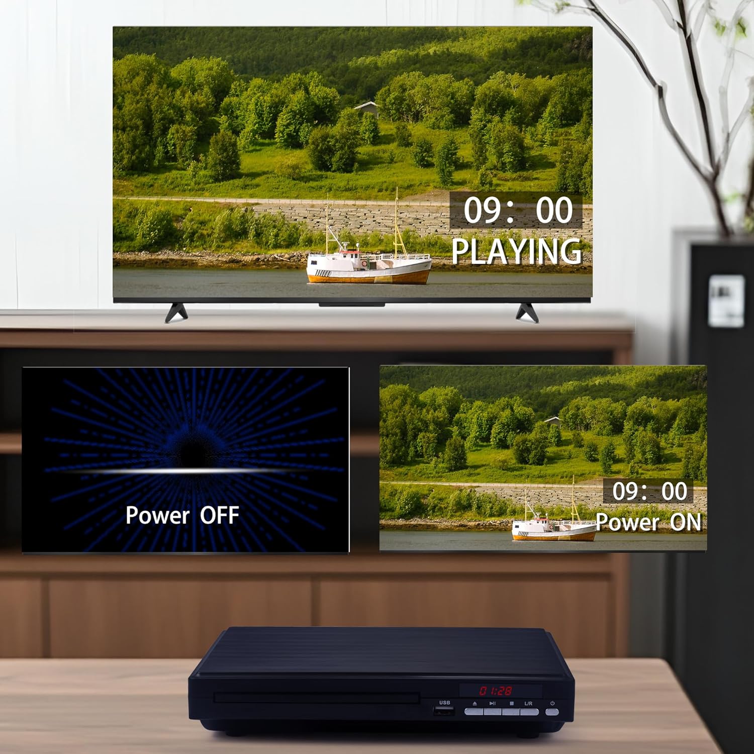 Thumbnail 3 de Compact 1080p All‑Region DVD Player with USB