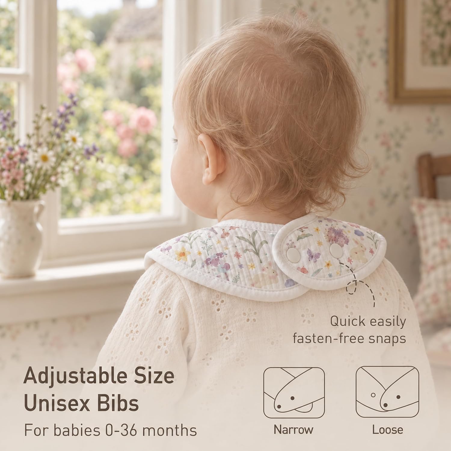 Detalle 2 de GLLQUEN BABY 8-Pack Muslin Baby Bibs with Adjustable Snaps