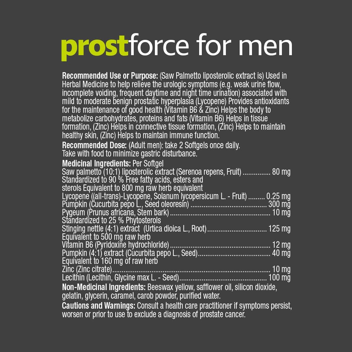 Detalle 1 de Prairie Naturals Prost Force Prostate Health Softgels with Saw Palmetto, 60 Count