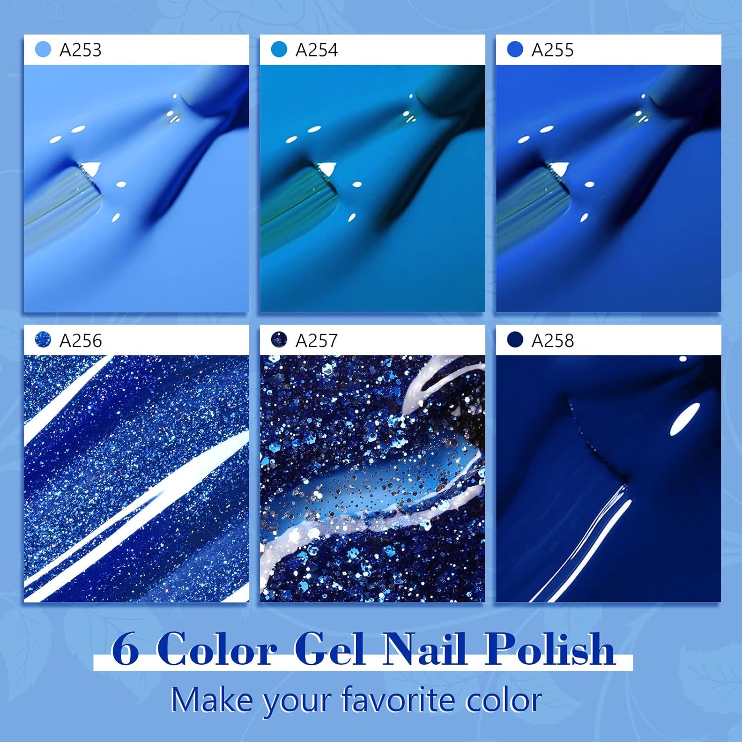 Detalle 2 de Shining She UV-Gel Nagellack Set Grün mit 6 Farben (Glitzergrün & Dunkelgrün), 8 ml pro Flasche