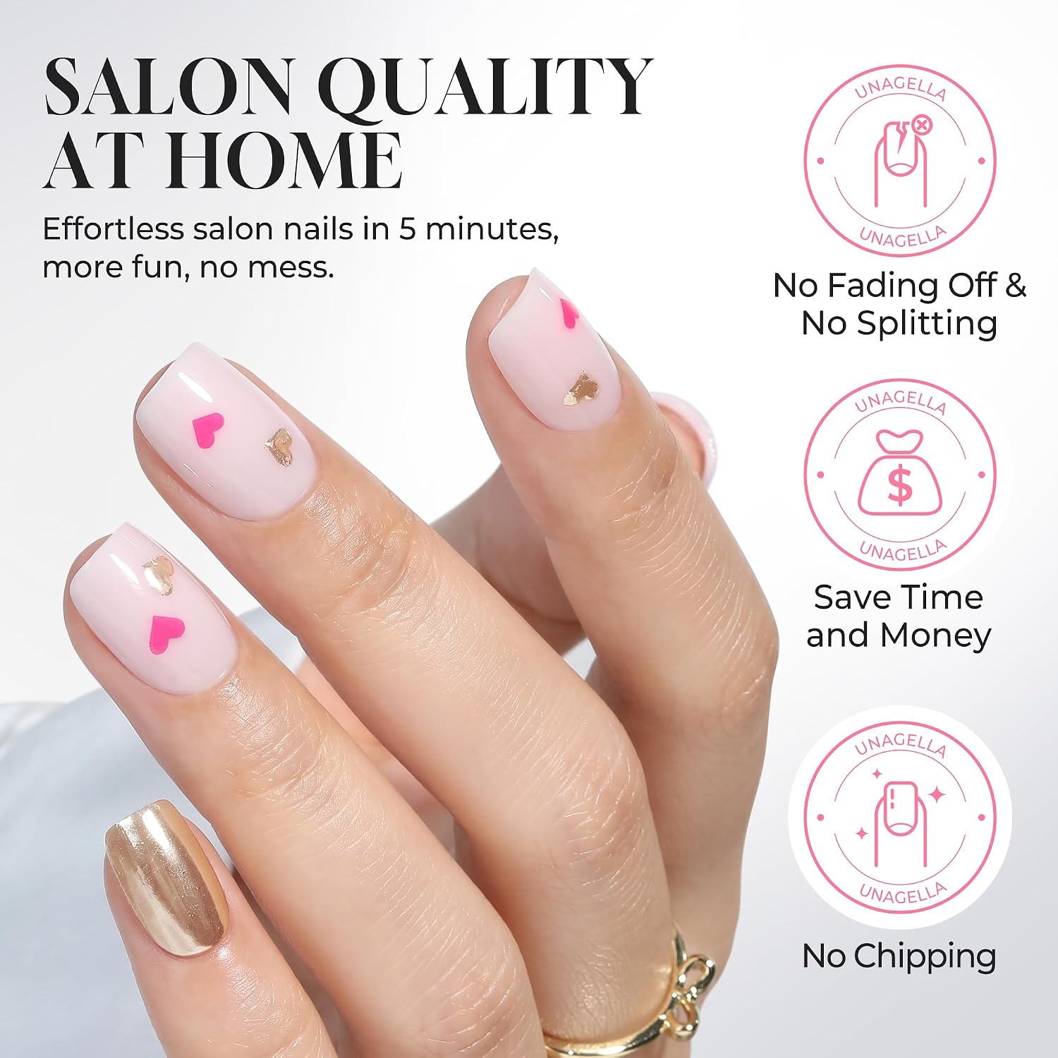 Detalle 1 de UNA GELLA Press-On Nails, 32-Piece Kit