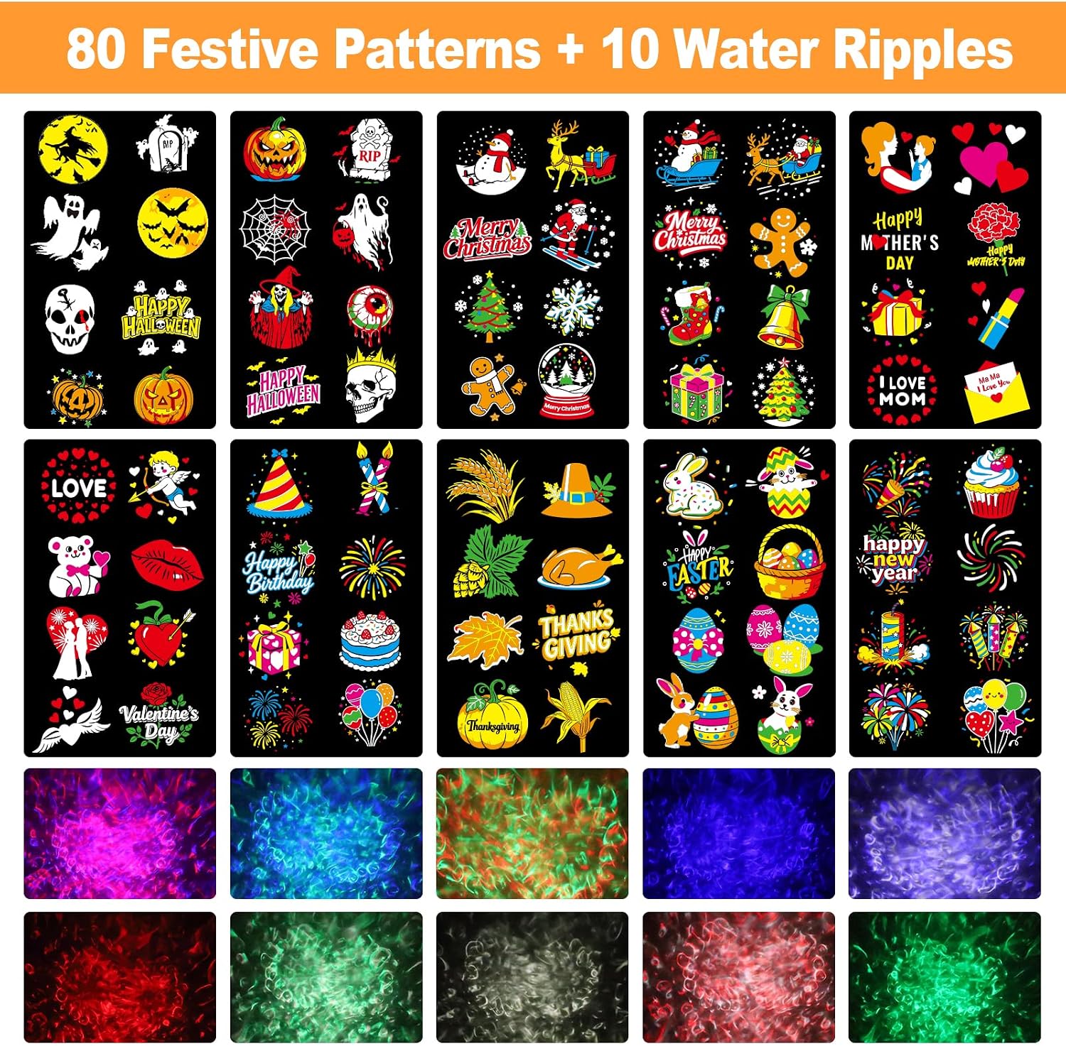 Detalle 2 de FLITI Projector Holiday Light Projector, 8 Patterns, Remote Control