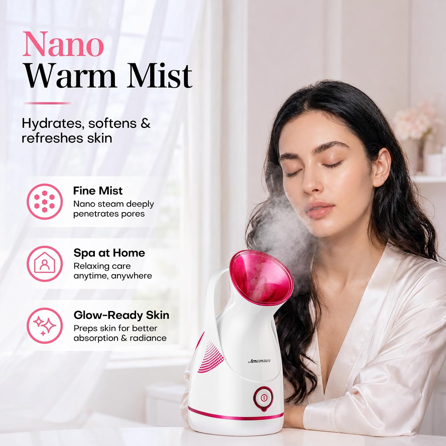 Detalle de Amconsure 6028 Facial Steamer with Nano-Ionic Warm Mist and 5-Piece Skin Kit