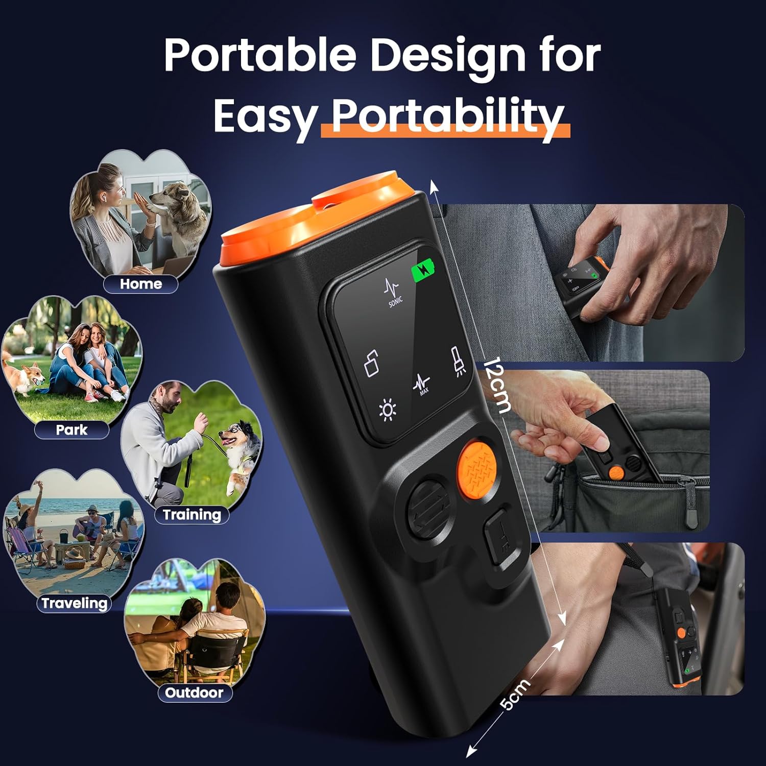 Thumbnail 2 de Anti Barking Device with 4 Modes Ultrasonic Dog Repeller (Handheld, Rechargeable, Type-C)