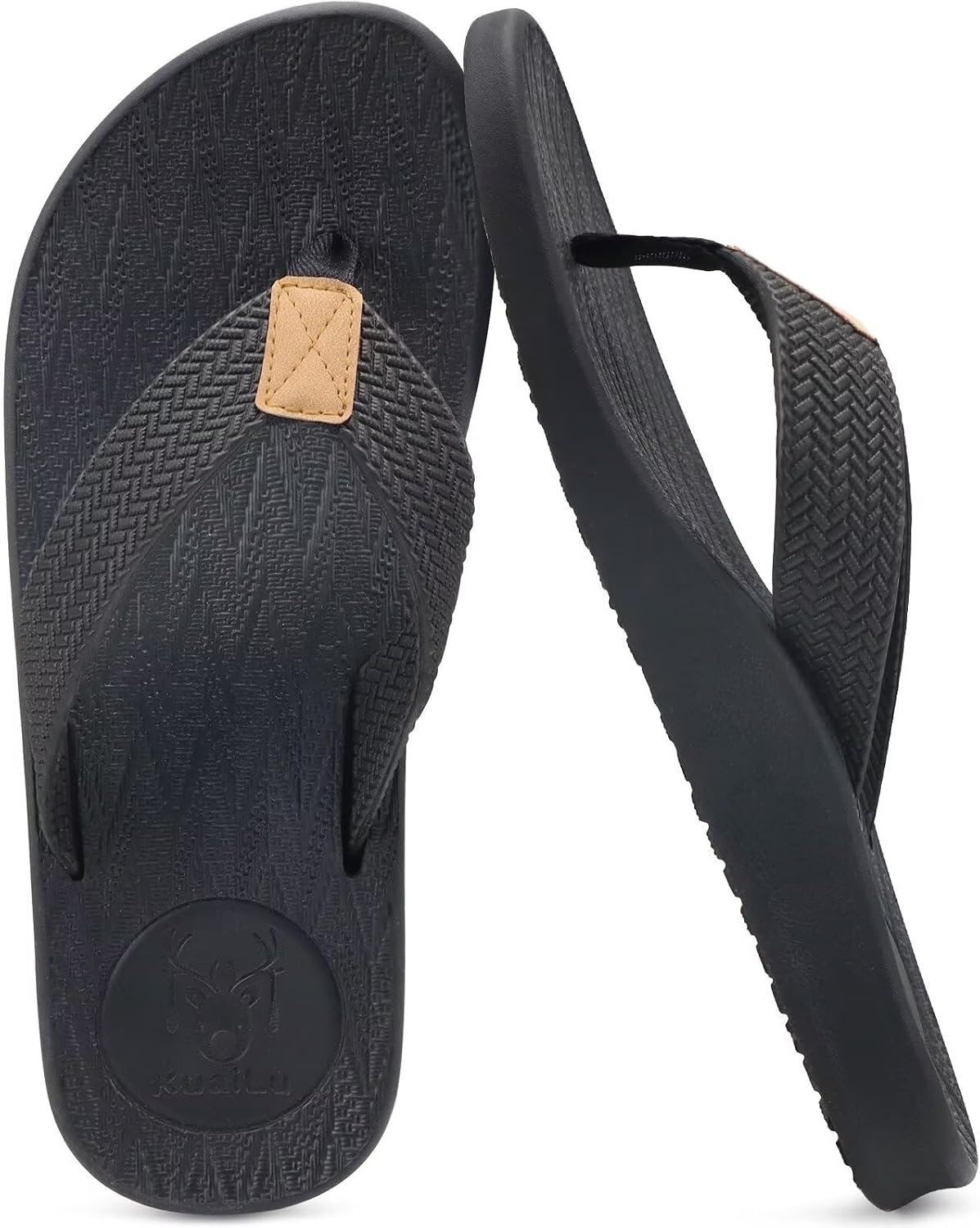 Detalle de KuaiLu Mens Flip Flops with Arch Support and Cushioned Sole