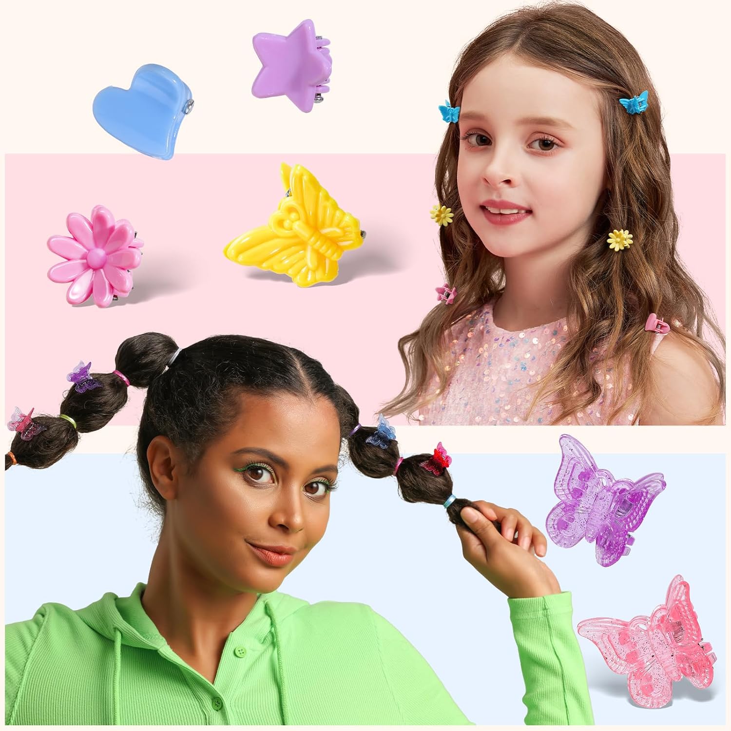 Detalle de Teenitor Hair Accessories Set for Girls, 193 Pieces with Mini Clips and Hair Ties