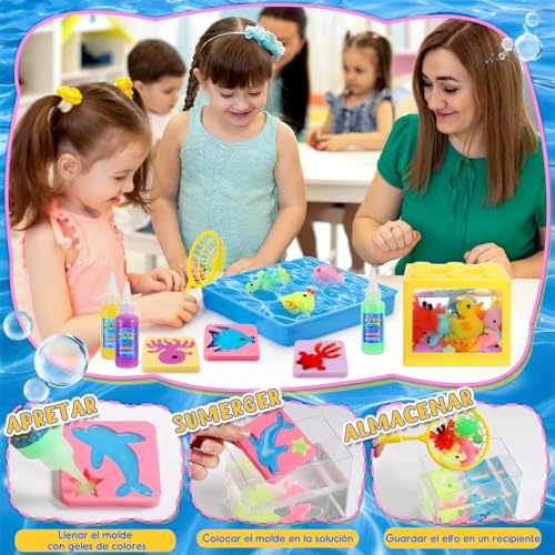 Detalle 2 de Kit de Gel con Criaturas Marinas LED y Acuario Mini para Niños 4-9 años — iKidiki