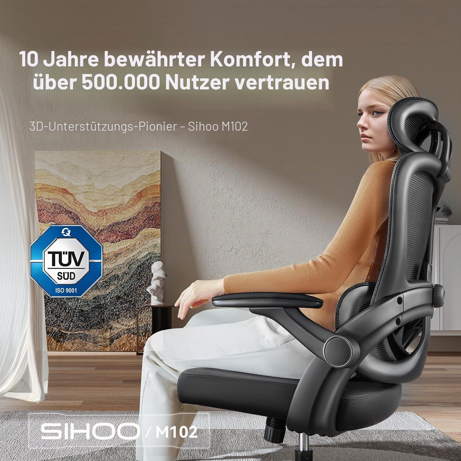 Thumbnail 3 de SIHOO M102C ergonomischer Bürostuhl mit 3D-Armlehnen