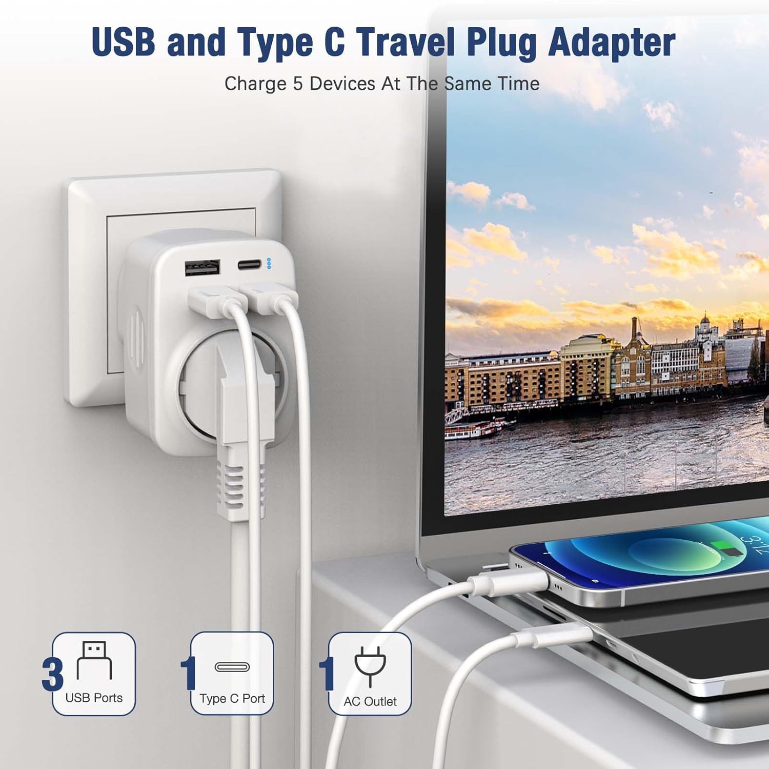 Thumbnail 1 de Hoppac Adaptador de Enchufe EE.UU 5 en 1