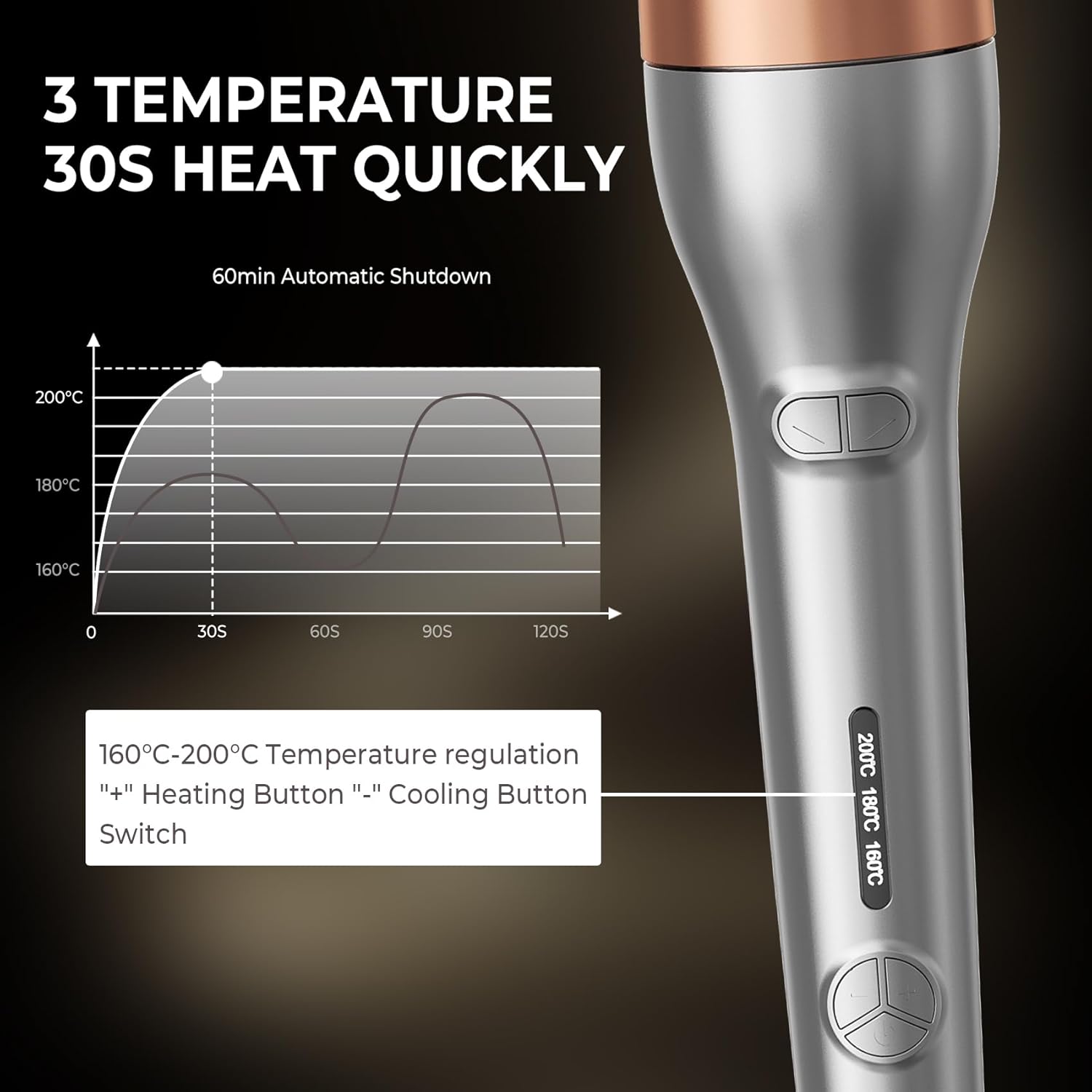 Thumbnail 5 de Hair Curler: Portable Automatic Curling Iron with 32mm Tourmaline Ceramic Barrel