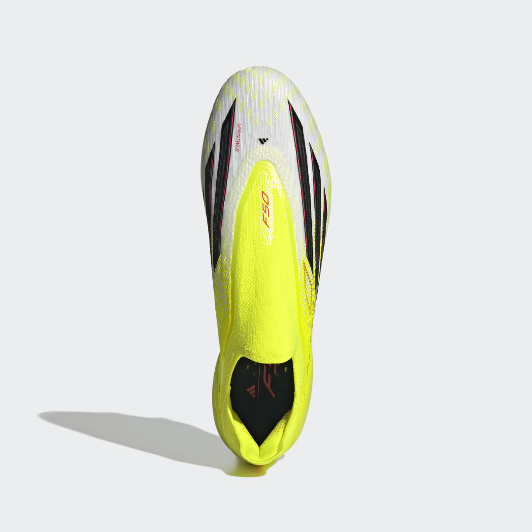 Detalle de Adidas F50 ELITE, bota de fútbol sin cordones para césped natural seco amarilla