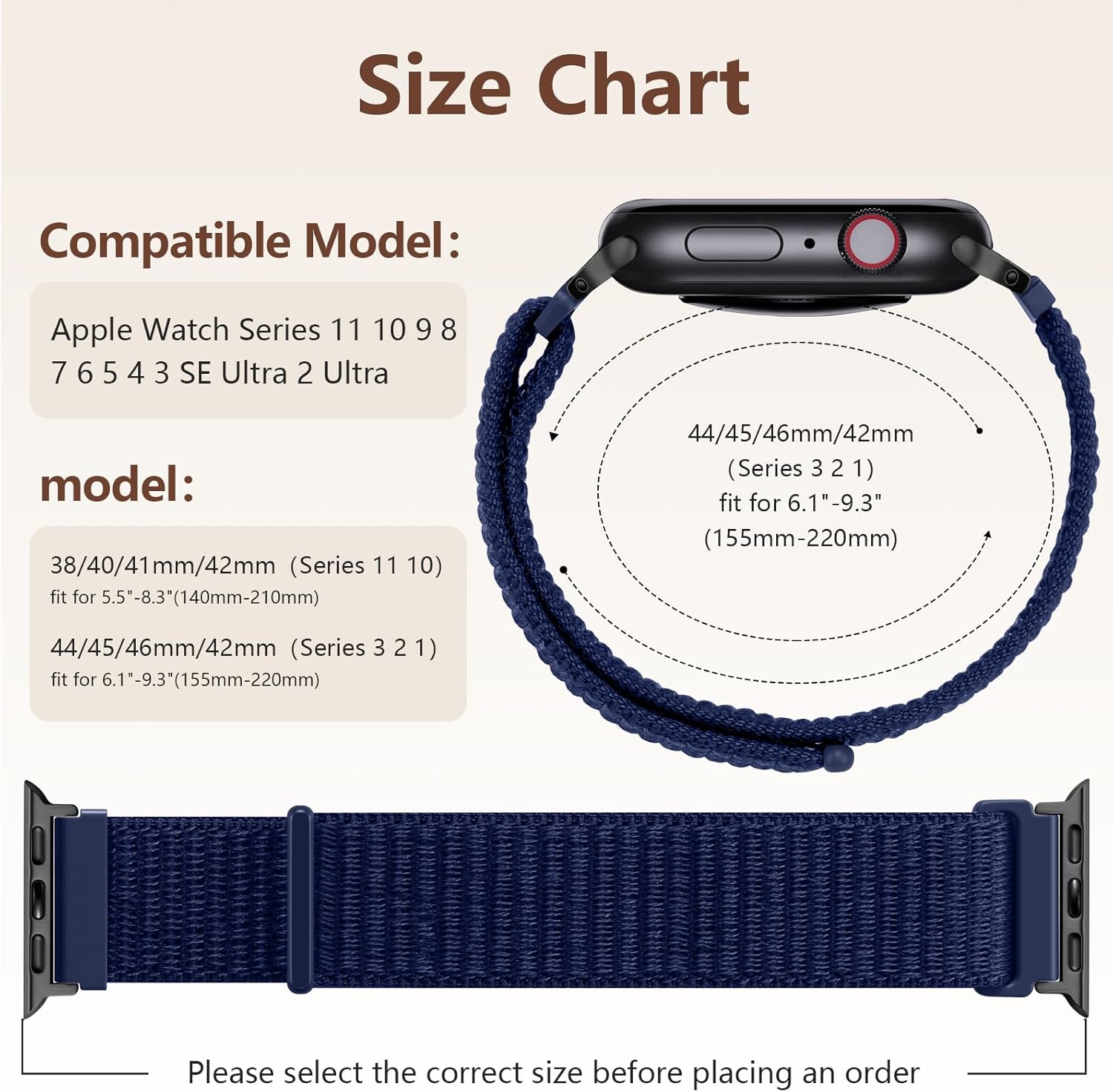 Thumbnail 6 de CeMiKa Nylon Loop Strap for Apple Watch (46mm/42mm/44mm/45mm/49mm) – Breathable Nylon Band for iWatch SE & Series 1–11, Ultra 1–3