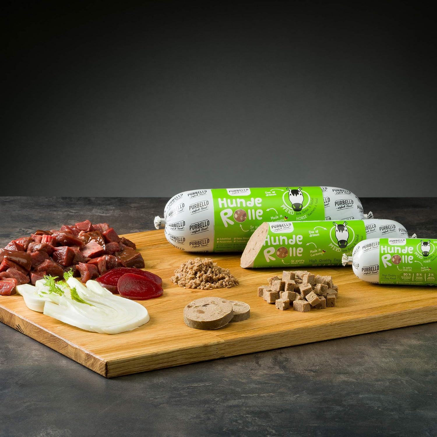Thumbnail 6 de PURBELLO Hunde-Rolle Pferd mit Roter Bete & Fenchel – Monoprotein Nassfutter, 8 x 800 g