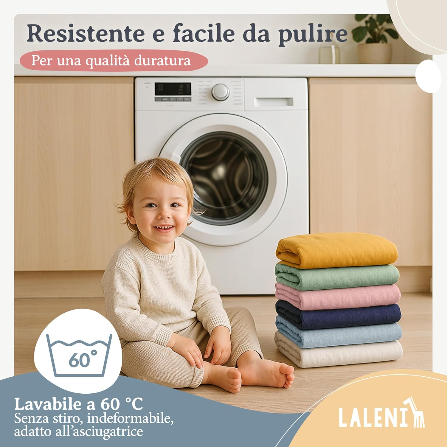 Thumbnail 5 de Laleni lenzuola e coprimaterasso per culla neonato 100x100 cm in cotone 135 gsm bianco