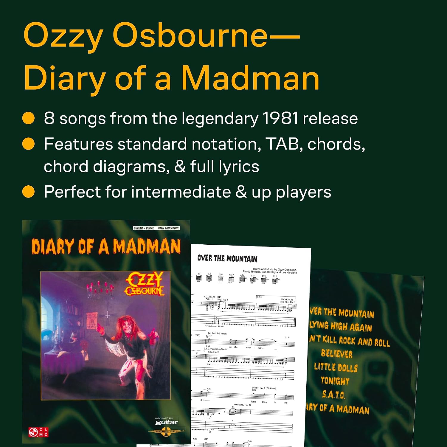 Detalle 2 de Ozzy Osbourne Diary of a Madman Guitar Tablature Songbook for Electric Guitar