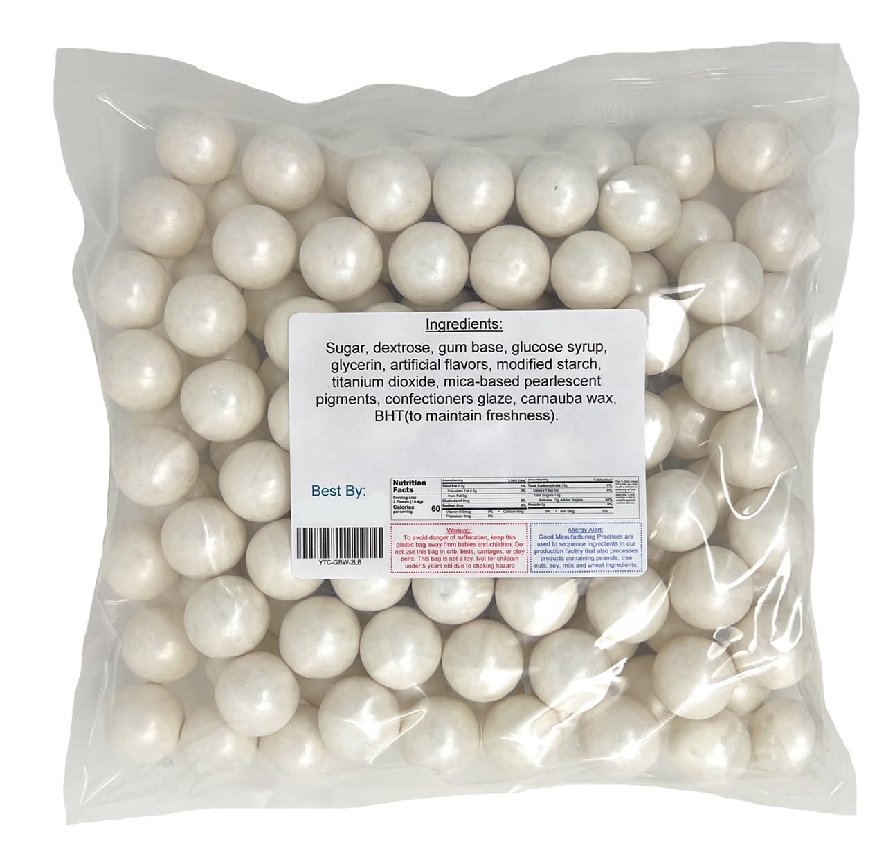 Thumbnail 1 de YANKEETRADERS White Fruit-Flavored Gumballs, 1-Inch, 2 Pounds Bulk