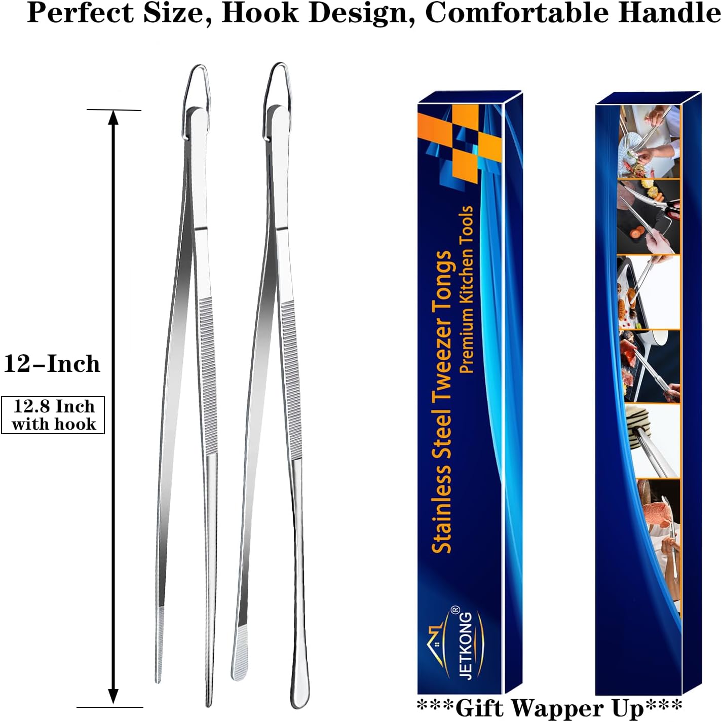 Thumbnail 6 de JETKONG 12-Inch Kitchen Tweezers Duo