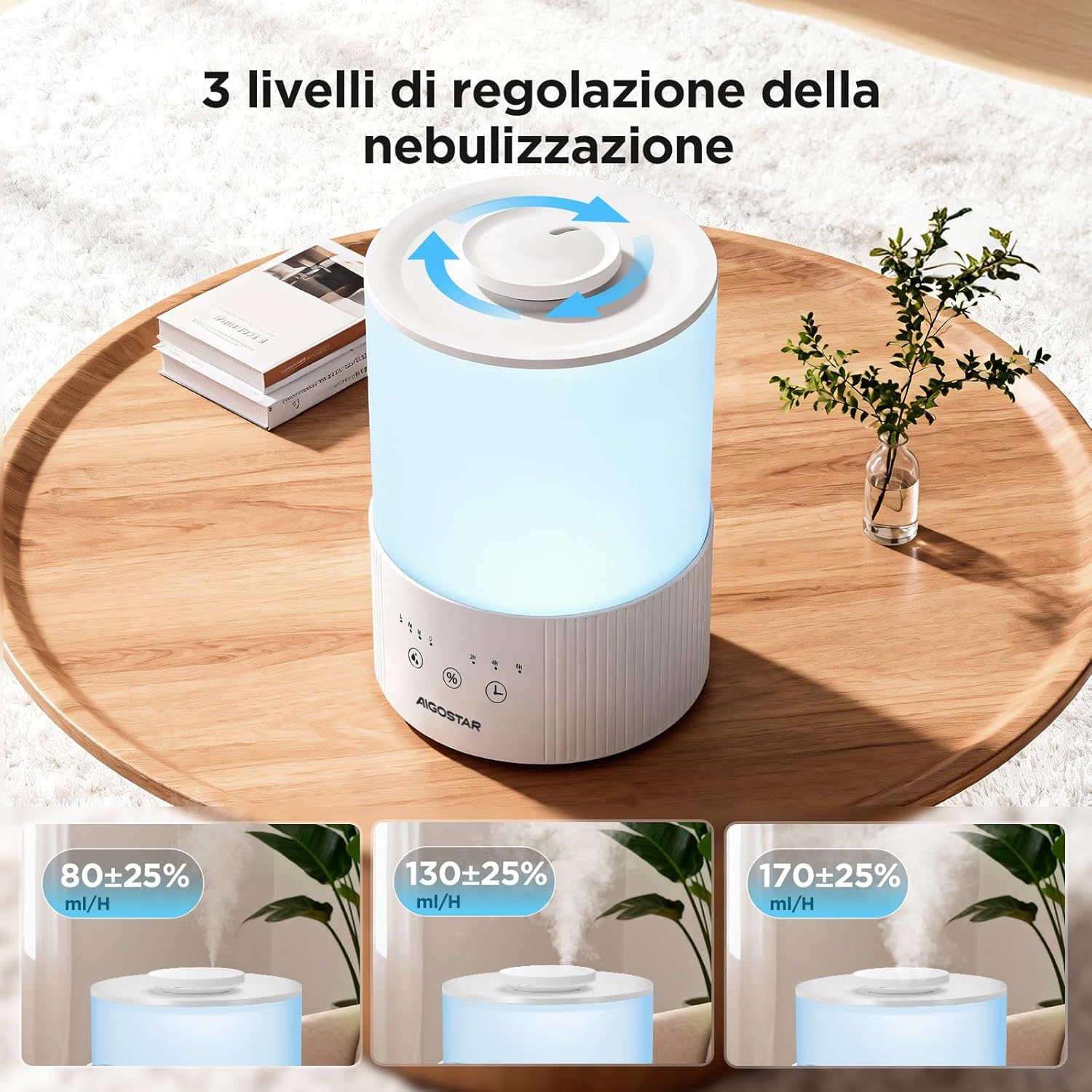 Thumbnail 2 de Aigostar Umidificatore Bambini 2,5L ultrasuoni con 28 dB, timer 8h e 7 luci notturne