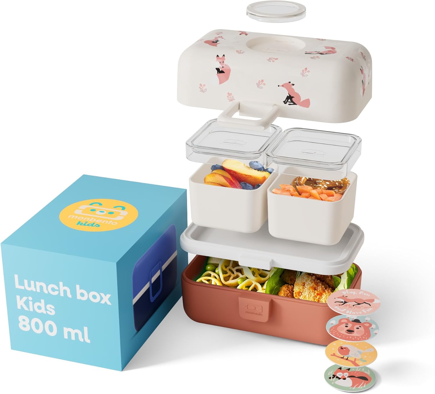 Monbento MB Tresor Fox Enfant – Lunch Box 3 Compartiments rose, sans BPA