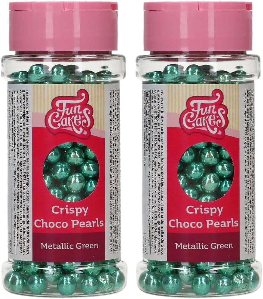Thumbnail 2 de FunCakes Crispy Choco Pearls Metallic Green da 60 g, per decorazioni di torte e cupcake